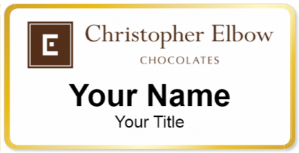 Custom name badges for Christopher Elbow Chocolates