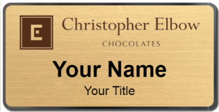 Custom name badges for Christopher Elbow Chocolates