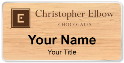 Custom name badges for Christopher Elbow Chocolates