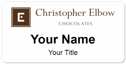 Custom name badges for Christopher Elbow Chocolates