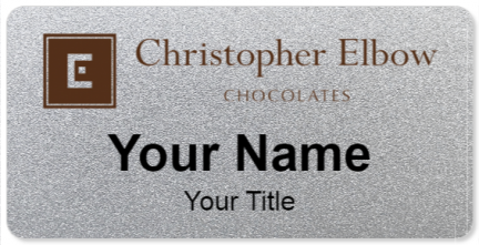 Custom name badges for Christopher Elbow Chocolates