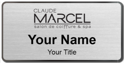 Custom name badges for Claude Marcell Salon and Spa
