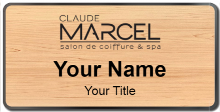 Custom name badges for Claude Marcell Salon and Spa