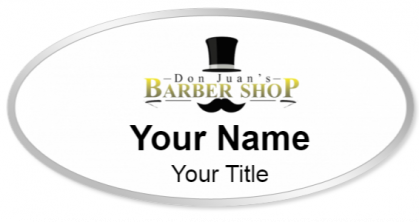 Custom name badges for Don Juans Barber Shop