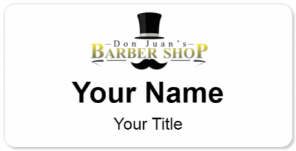 Custom name badges for Don Juans Barber Shop