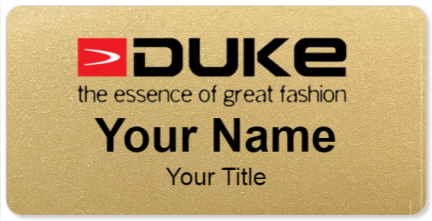 Custom name badges for Duke Fashions