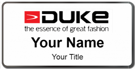 Custom name badges for Duke Fashions