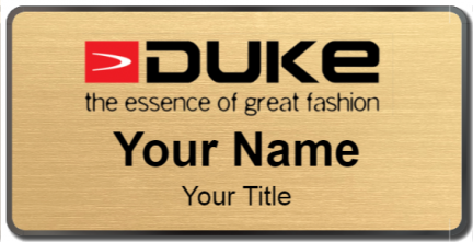 Custom name badges for Duke Fashions