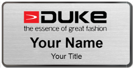 Custom name badges for Duke Fashions