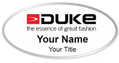 Custom name badges for Duke Fashions