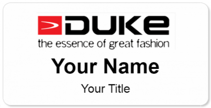 Custom name badges for Duke Fashions