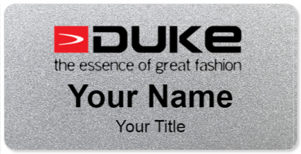 Custom name badges for Duke Fashions