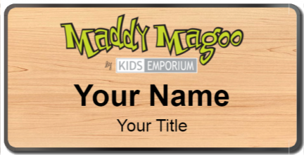Custom name badges for Maddy Magoo