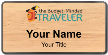 Custom name badges for The Budget Minded Traveler