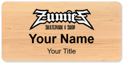 Custom name badges for Zumies Skatepark and Shop