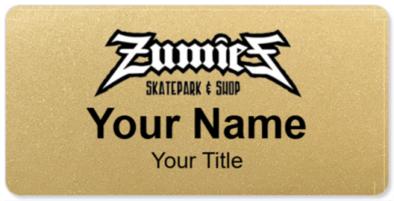 Custom name badges for Zumies Skatepark and Shop