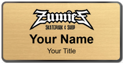 Custom name badges for Zumies Skatepark and Shop