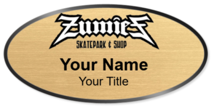 Custom name badges for Zumies Skatepark and Shop