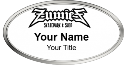 Custom name badges for Zumies Skatepark and Shop