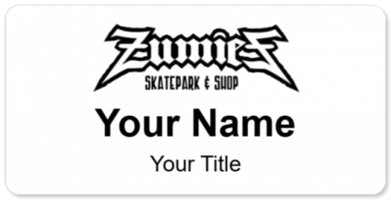Custom name badges for Zumies Skatepark and Shop