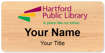 Custom name badges for Hartford Public Library