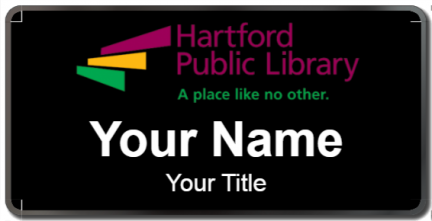Custom name badges for Hartford Public Library