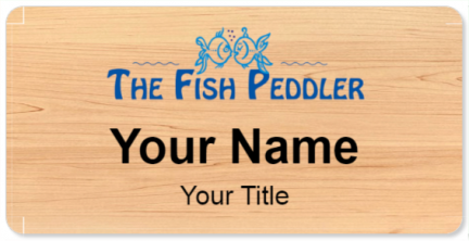 Custom name badges for Fish Peddler