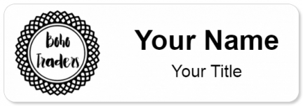 Custom name badges for Boho Traders