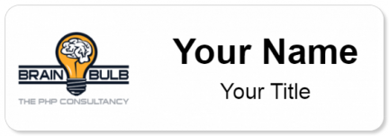 Custom name badges for Brain Bulb