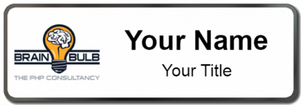 Custom name badges for Brain Bulb