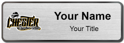 Custom name badges for Chester Barber shop