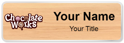 Custom name badges for Chocolate works