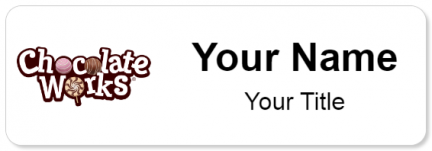 Custom name badges for Chocolate works