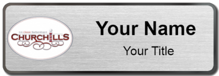 Custom name badges for Churchills Barbershop