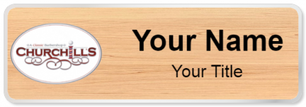Custom name badges for Churchills Barbershop