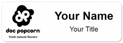 Custom name badges for Doc Popcorn