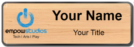 Custom name badges for Empow Studios