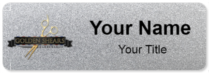 Custom name badges for Golden Shears Barber Shop