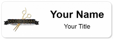 Custom name badges for Golden Shears Barber Shop