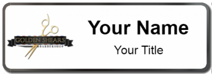 Custom name badges for Golden Shears Barber Shop