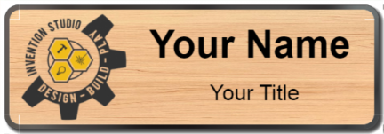 Custom name badges for Invention Studio