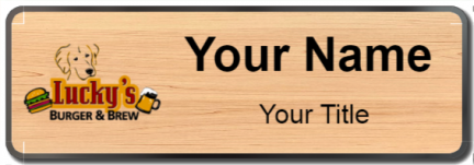 Custom name badges for Luckys Burger and Brew