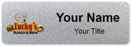 Custom name badges for Luckys Burger and Brew