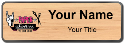 Custom name badges for Rock Paper Scissors Salon