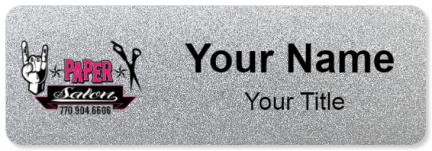 Custom name badges for Rock Paper Scissors Salon