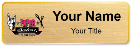 Custom name badges for Rock Paper Scissors Salon