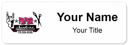 Custom name badges for Rock Paper Scissors Salon