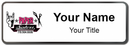 Custom name badges for Rock Paper Scissors Salon
