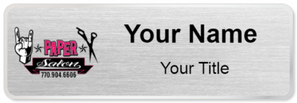 Custom name badges for Rock Paper Scissors Salon