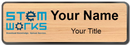 Custom name badges for Stem Works